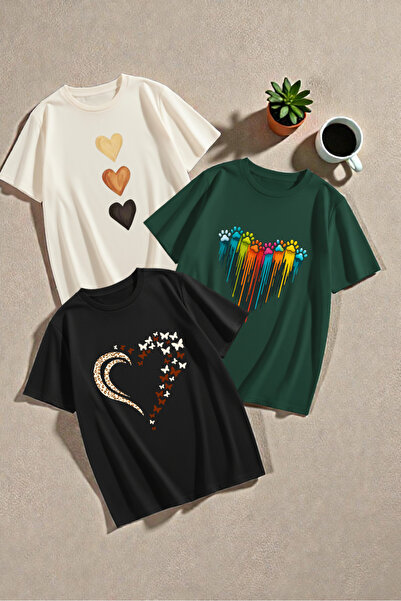 uyguntarz Unisex En Sevilen Baskılar 3 Lü Tasarım Tshirt Paketi