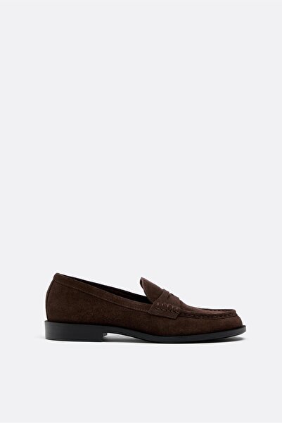 Stradivarius Brown leather loafers