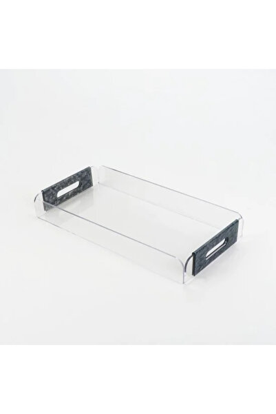 TULIN صينية تقديم مستطيلة شفافة من الأكريليك بمقبض، 41 × 21 سم