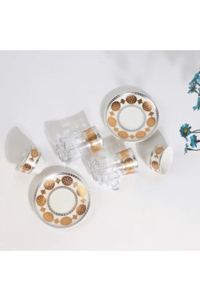 Generic Luxury tea and coffee serving set decorated in gold and silver – 36 p...