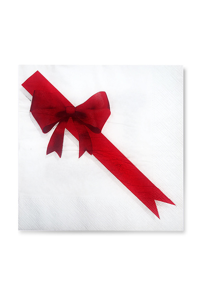 Story مناديل ورقية بيضاء اللون مقاس 33x33 سم، مزينة بفيونكة على شكل قلب، 2 طب...