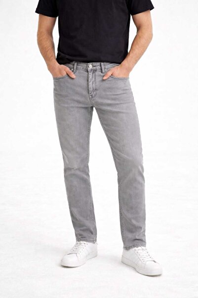 Malkan Erkek Ful Likralı Jeans Gri