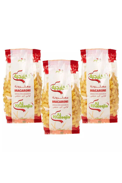 Al Khaleejia Al Khaleej Macaroni Spring Pipe Medium Pasta- 3X400gms