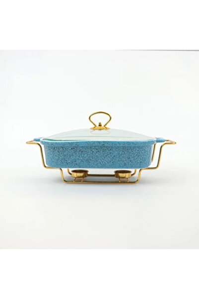 TULIN Luxury rectangular serving warmer with glass base and lid