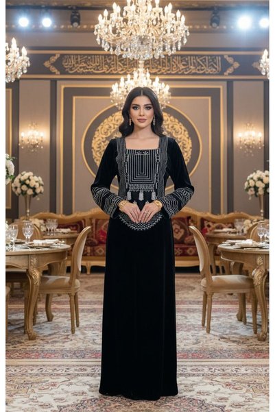 Sukar Foundation jalabiya in 3 colors with a luxurious 3-color cuff
