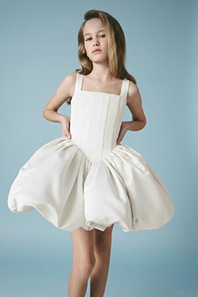 tuana Kare yaka kız çocuk balon elbise