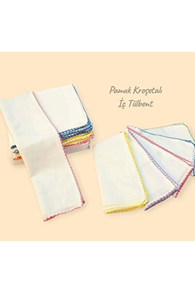 UluTeks Pamuk Tülbent Kroşetalı İç Tülbent 10 Adet 80x80Cm