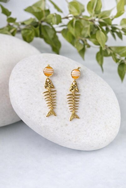 Çelik Balık Figürlü Sallantılı Paslanmaz Küpe