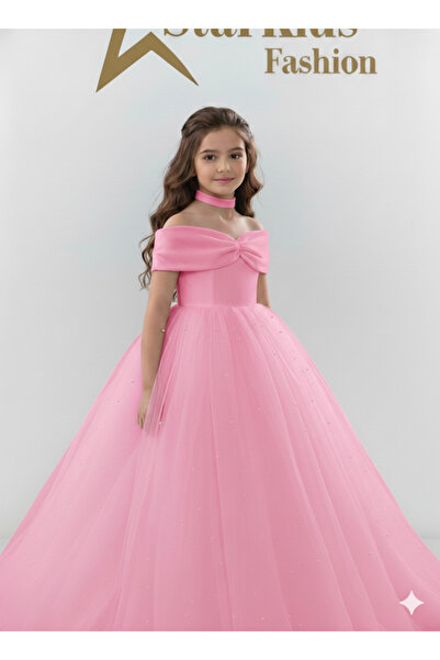 Star Kids Girl's Pink Skirt Dress with Pearls, Girl's Evening Dress, Girl's G...