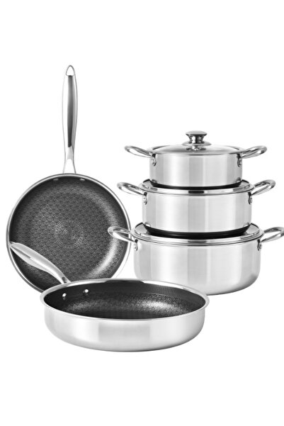 OEM Stainless Steel Cookware Set, 8 Pieces, Honeycomb Structure, Induction an...