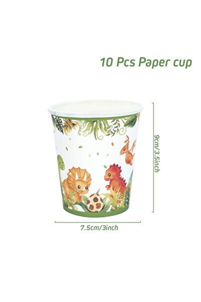 Choice 10 أكواب ورقية، مفارش طاولات للاستخدام مرة واحدة بتصميم ديناصورات، زين...
