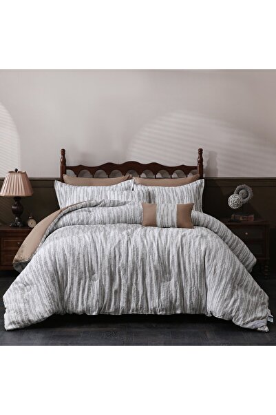 Ropi غطاء سرير فاخر مزدوج من قماش الجاكار - نعومة القطن وتصميم أنيق (8 قطع)