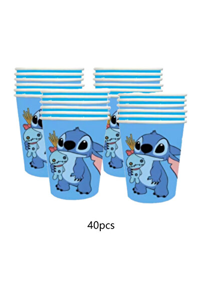 Miniso 40 قطعة (10/20/30/40 قطعة) من لوازم حفلات ديزني ستيتش، أكواب ورقية لتز...