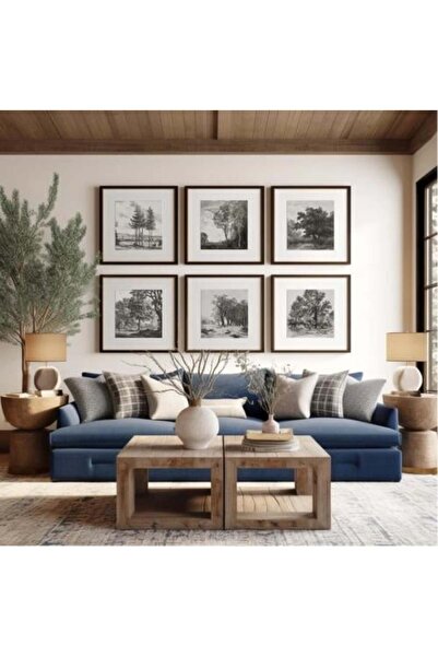 lawhat لوحات فنية مطبوعة اشجار على قماش الكانفس 6 قطع موديل ( 2585)