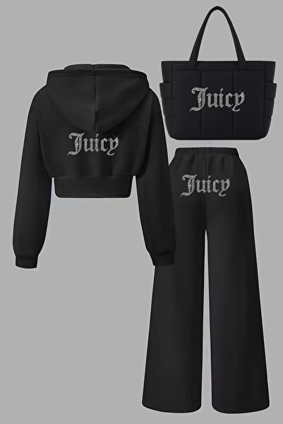 Bozz&Bozz Collection Women's Juicy Crystal Stone Print Tracksuit Baggy Hoodie...