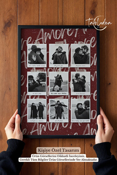 tablodea Sevgiliye Fotoğraflı Özel Tasarım Anı Tablosu TD Özel Günler İçin An...