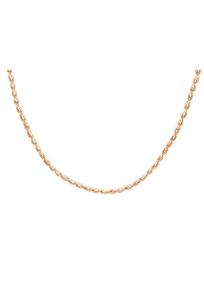 runa Pink cultured pearl necklace and 19k gold plated stainless steel