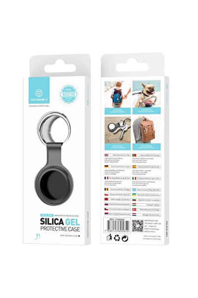 Techancy Carcasă AirTag, silicon premium, pentru protecție, neagră