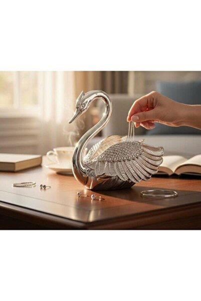 ROY KING Royking Kuğu Model Bal Kavanozu Gümüş Kahvaltı Tabak Sofra Sunum YV-327