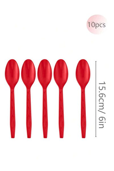 Choice ١٠ ملاعق حمراء سادة، زينة حفلات عيد ميلاد سوبر غيرلز، أدوات مائدة ورقي...