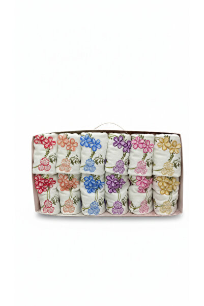 Fiesta Tekstil Mother and Daughter Asude Velvet Embroidered 12 Piece Towel Set