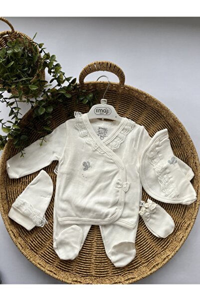 İmaj Lovmi Baby DANTEL VE FİYONK DETAY KELEBEK YENİDOĞAN SETİ