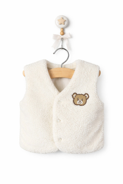 Kids Buude Vestă Pufoasă Bebeluși Cocolino cu Ursuleț – Călduroasă, 0–12 Luni