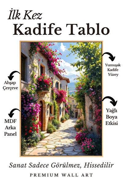 ARTAN GALLERY İtalyan Kadife Çiçekli Sokak Duvar Tablosu | Yağlı Boya Görünüm...