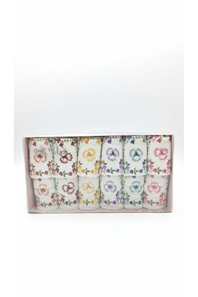 Fiesta Tekstil Mother and Daughter Asude Velvet Embroidered 12 Piece Towel Set