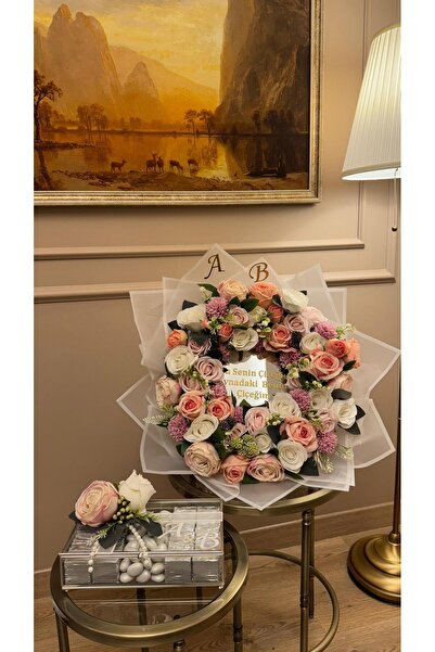 Acarya Design İsme Özel Aynalı Nişan Söz İsteme Çiçeği (Söz çikolatası dahil ...