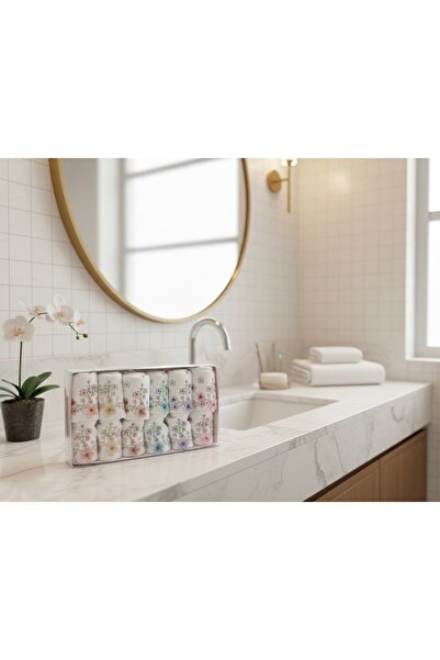 Fiesta Tekstil Mother and Daughter Asude Velvet Embroidered 12 Piece Towel Set