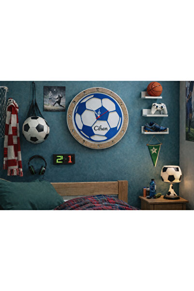 mrchediyesepeti Top temalı duvar saati kişiye özel genç odası için no 16