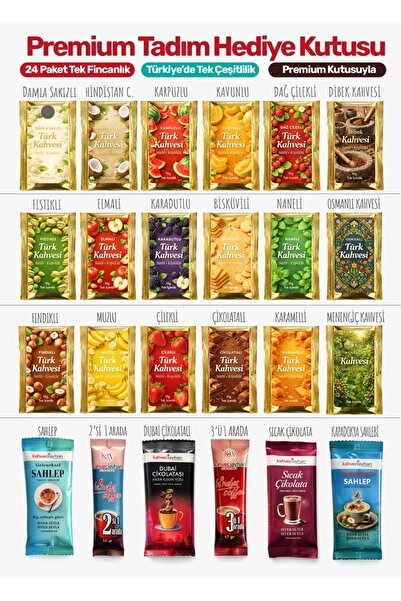 kahveciayhan Premium Kutuda 24 Çeşit Meyveli Türk Kahvesi Seti Sütlü Köpüklü ...