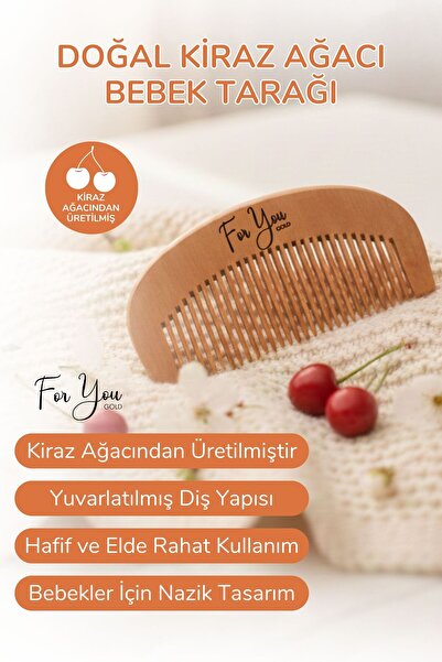 For You Gold Natural Wooden Comb – Gentle Hair Comb for Babies and Children –...