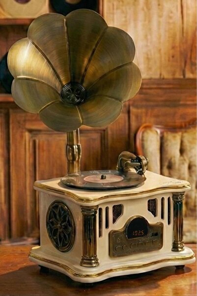 Midex GR-26WH FM Radyolu Nostaljik Gramofon Görünümlü Müzik Kutusu Bluetooth ...