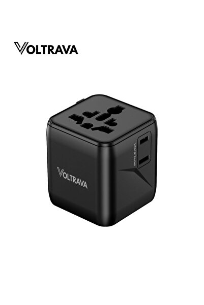 Voltrava محول قابس سفر عالمي صغير الحجم مزود بمقبسين للتيار المتردد، محول شحن...