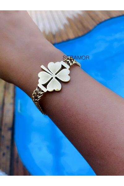 Gly Takı Non-Tarnish Steel Chain Clover Bracelet