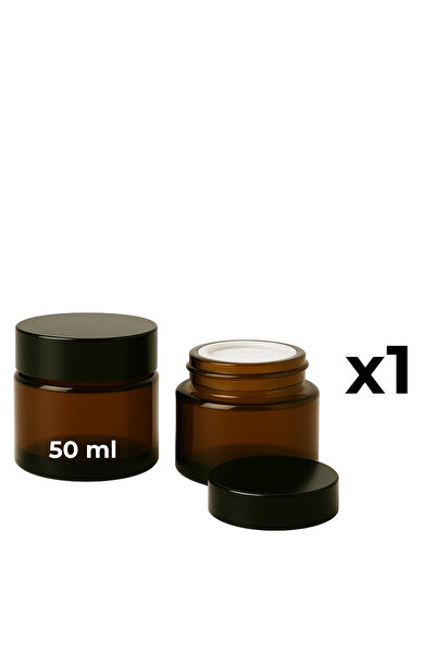 Seray Cam 50 ml Amber Glass Cream Jar + Black Lid
