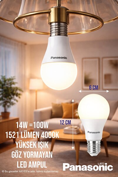 PANASONIC 14W LED Ampul 1521 Lümen 4000K Gün Işığı E27 | 100W Eşdeğeri | Yüks...