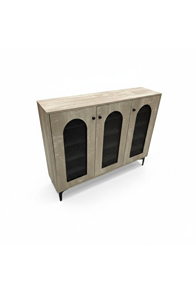 Generic Modern 3-Door Rattan Shoe Cabinet - Large Capacity (120x30x95 cm)