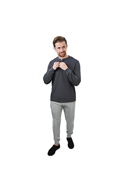 Giordano Men’s Slim Fit Waffle Henley Long Sleeve Button Tee