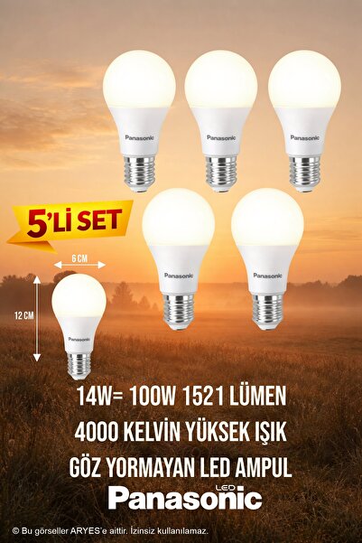 PANASONIC 14W LED Ampul 1521 Lümen 4000K Gün Işığı E27 | 100W Eşdeğeri | Yüks...