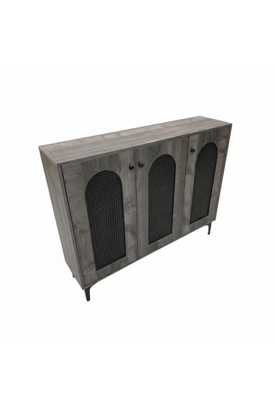 Generic Modern 3-Door Rattan Shoe Cabinet - Large Capacity (120x30x95 cm)