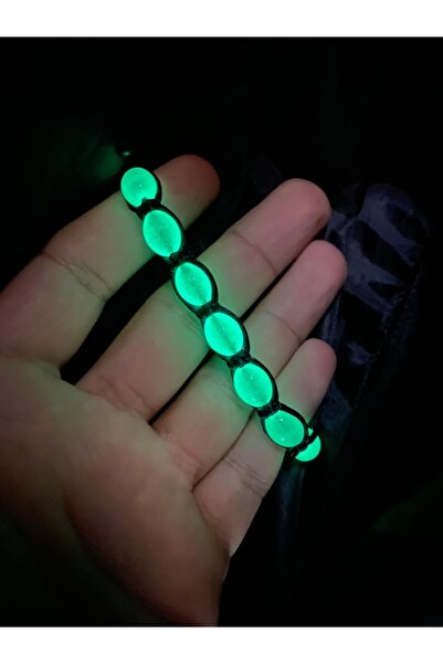 İkizler Kırtasiye Yeşil Fosforlu Kedi Gözü El Yapımı Makrome Bileklik