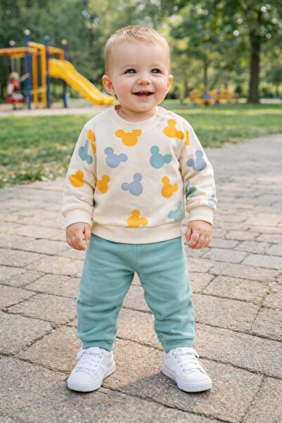 Atlas Baby House طقم ميكيلي أخضر للجنسين مكون من قطعتين (احصل على مقاس كبير و...