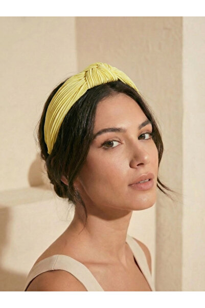 MegssStore Απαλό Κίτρινο Πλισέ Στέμμα με Κόμπους