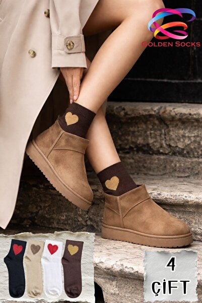 GOLDEN SOCKS Women's Black Hearted Fuzzy Socks Stylish Comfortable Transition...