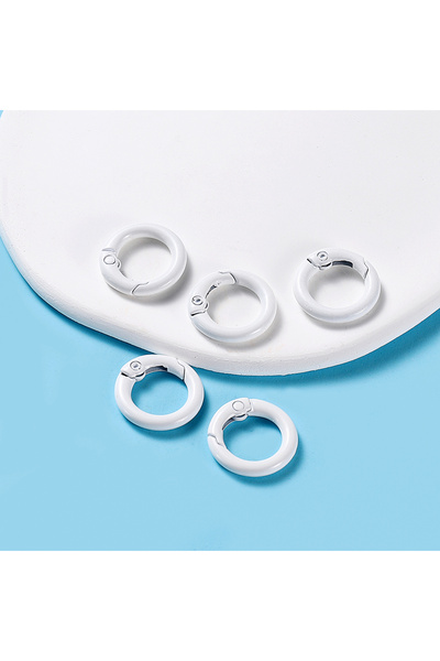 Choice 25mm x 5pcs white 5Pcs/Lot 21 Colors Metal O Ring Spring Clasp Openabl...