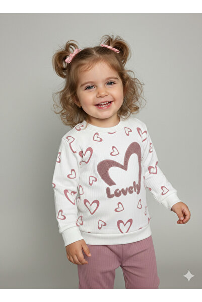 Laria طقم مكون من قطعتين للأطفال الصغار من ليتل هارت مطبوع