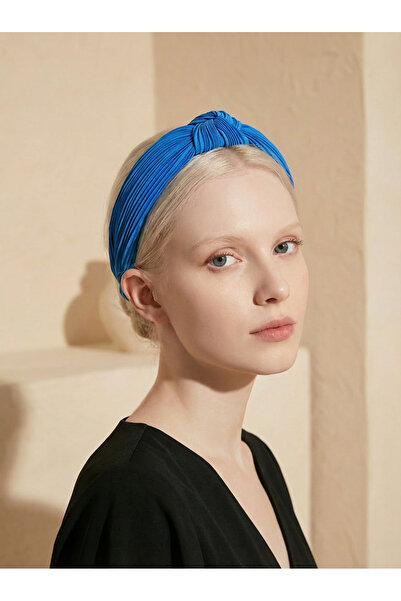 MegssStore Μπλε Πλισέ Κορώνα με Κόμπους